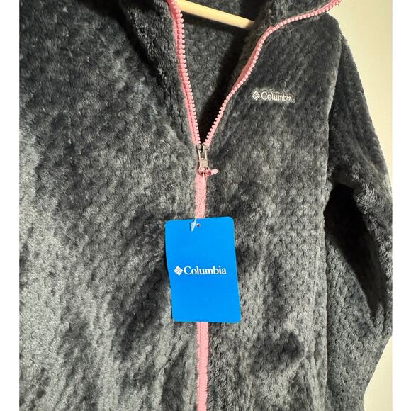 NWT Girls Size XL Columbia Fireside Sherpa Full-Zip Jacket in Shark Gray & Pink - Picture 6 of 8